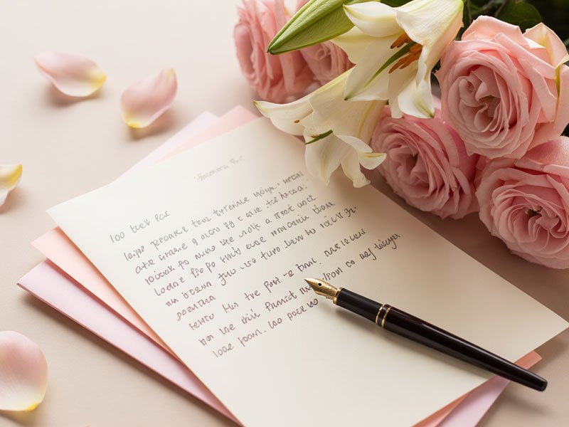 A-Heartfelt-Handwritten-Letter-Along-with-Flowers