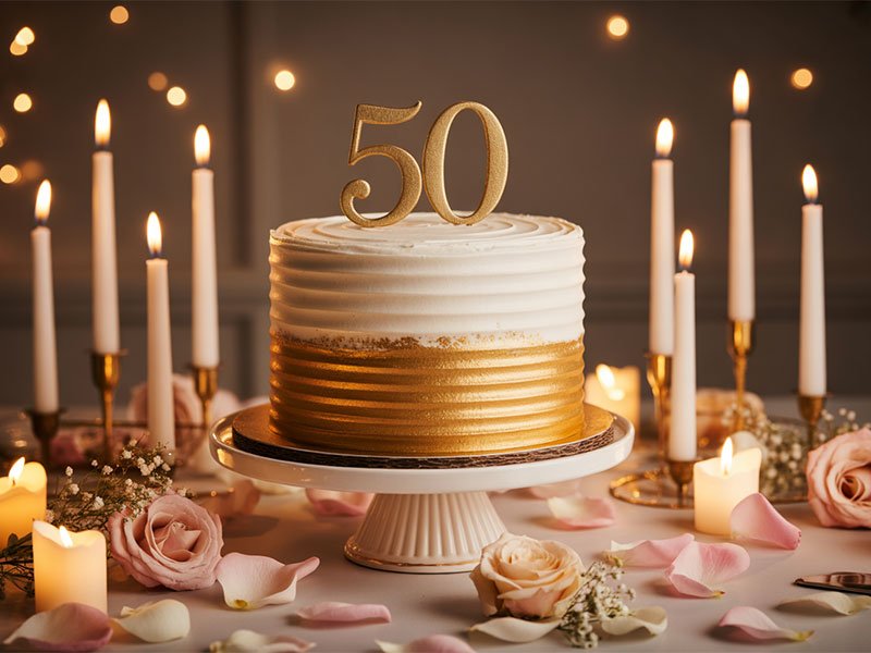 A-golden-themed-anniversary-cake-celebration