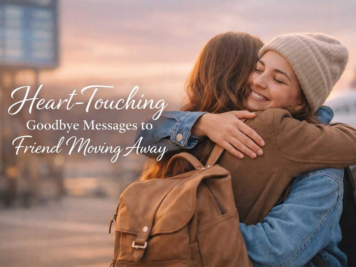 Two friends hugging goodbye as one prepares to move away, sharing an emotional farewell moment.
