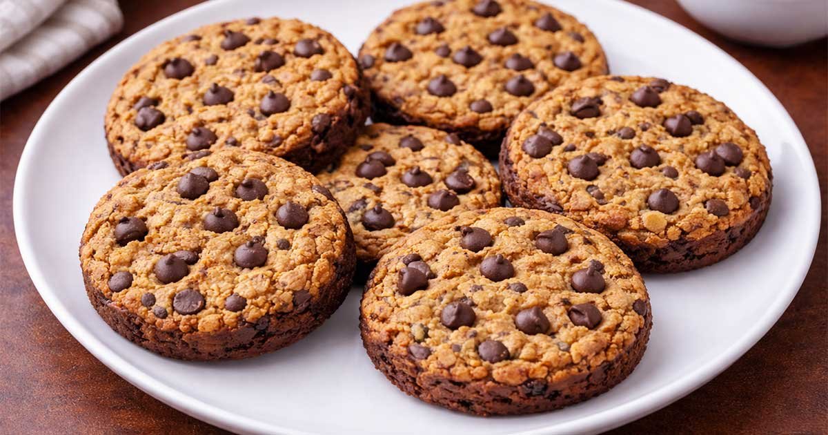 Brookies with chocolate chips on a white plate