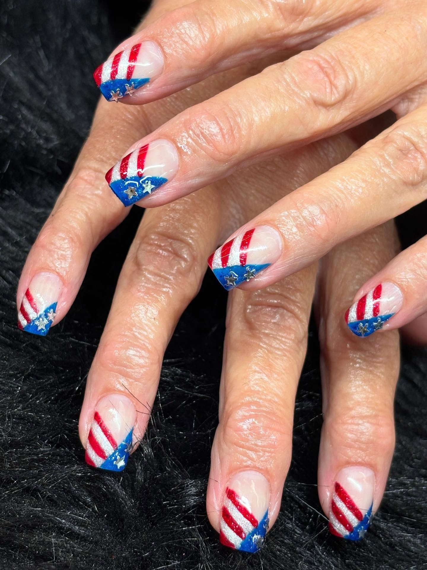 Flag-Inspired Patriotic French Tip Nails