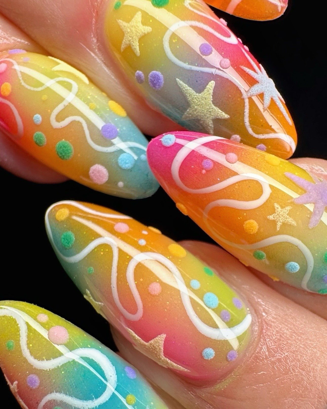 Summer Vacation Nails with Rainbow Beach Color